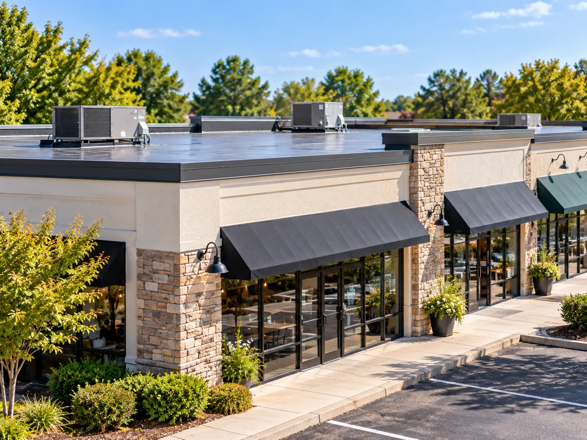 Illustrative local business storefront; not a verified Edge Roofing project.