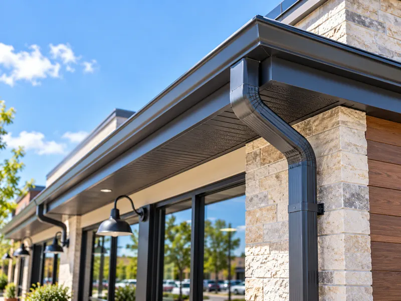 Illustrative roof gutter; not a verified Edge Roofing project.