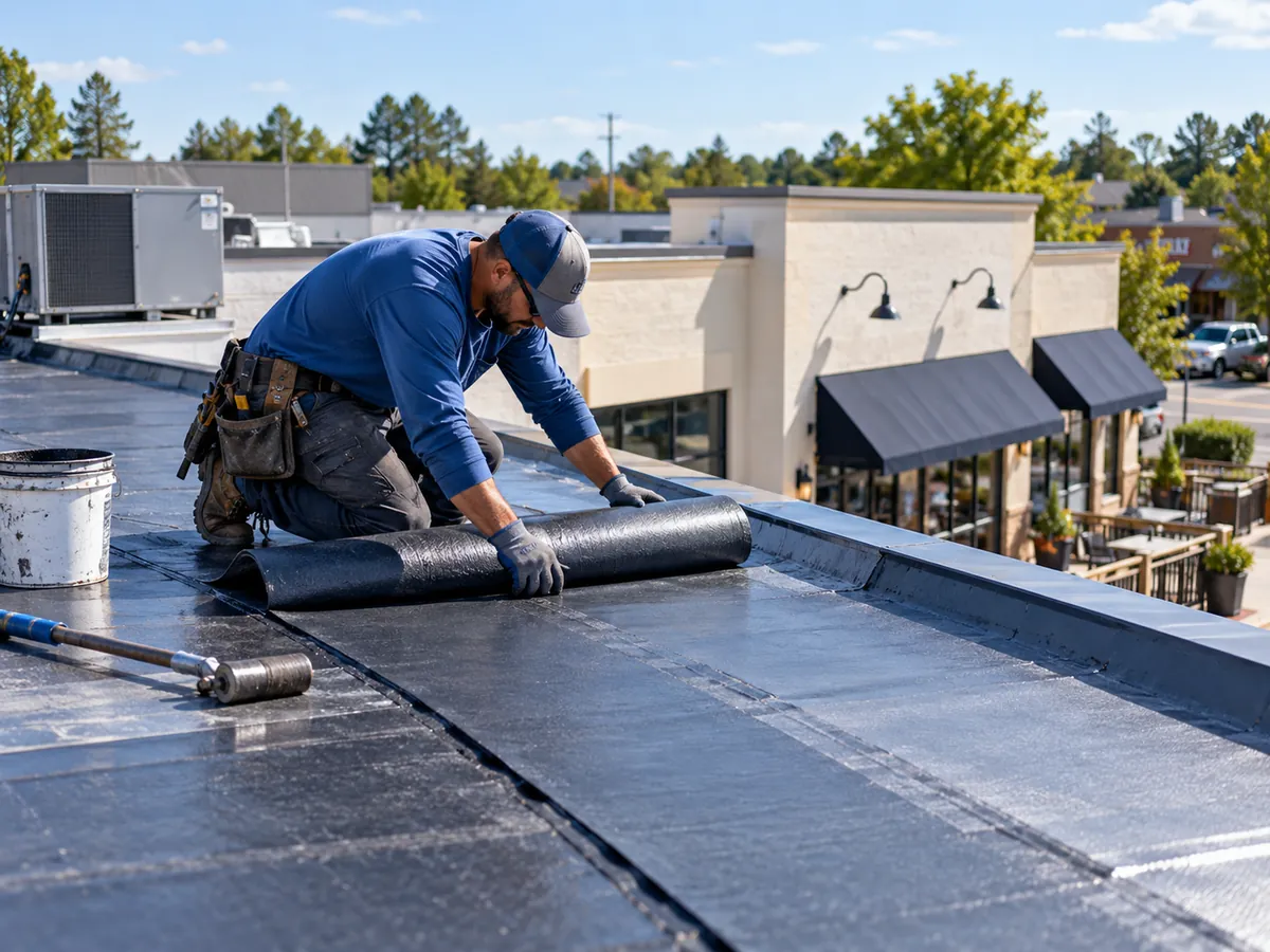 Illustrative roofer installing shingles; not a verified Edge Roofing project.